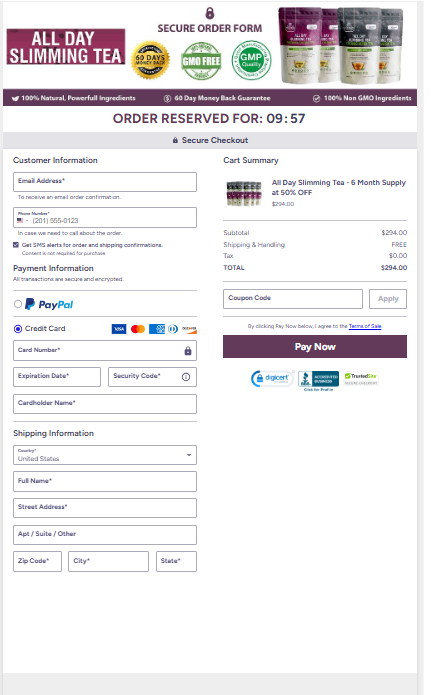 All Day Slimming Tea Secured order page